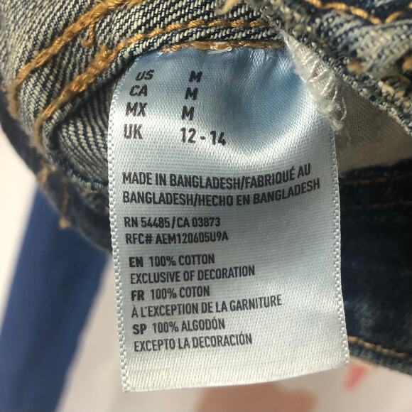 American Eagle Distressed Denim Jean Jacket Size Medium - Picture 12 of 14